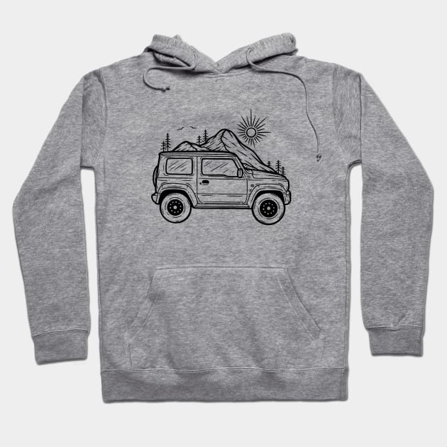 Let’s Go Off-road x Black Hoodie by P7 illustrations 